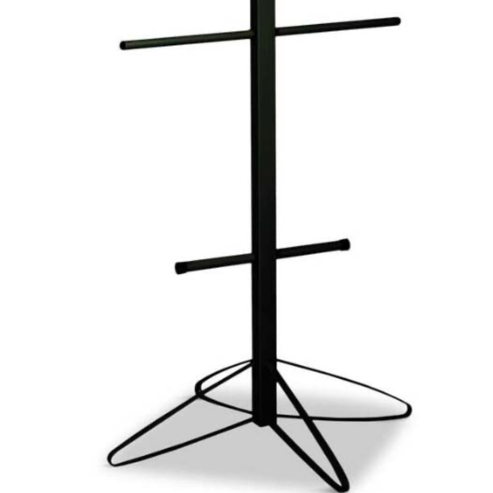 NECKLACE OR SCARF STAND, BLACK STEEL, 3 LONG RODS, 2 SHORT RODS, 1 ROUND HOLDER - Picture 3 of 5